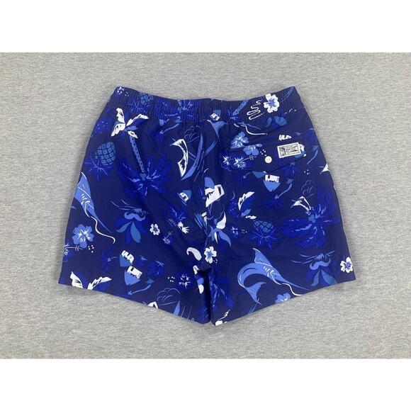 Polo Ralph Lauren Blue Hawaii Print Swim Trunks Mesh Lined 81001 Men's Large - Picture 2 of 11